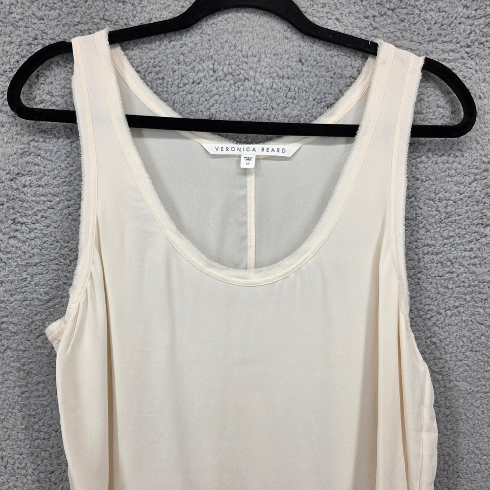 Veronica Beard Women's Size 12‎ Silk Tank Top Layered Sleeveless Blouse Ivory - Picture 8 of 11